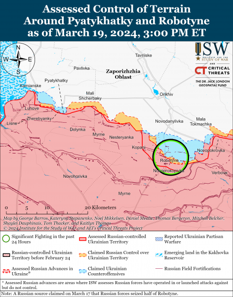  удерживают позиции на Бахмутском направлении во время упорных боев: карты ISW