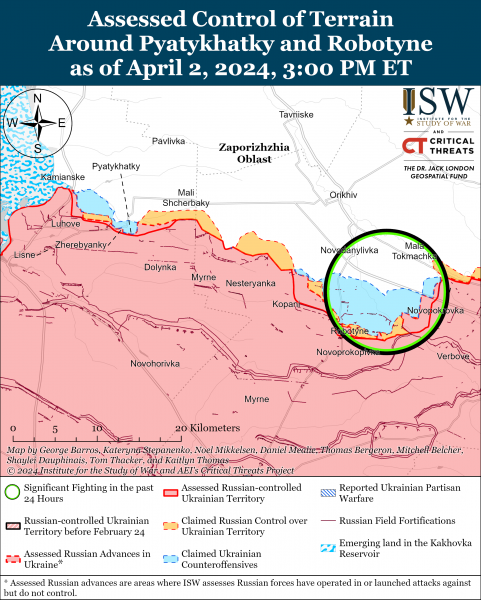 Русские атакуют на несколько направлений карты ISW 