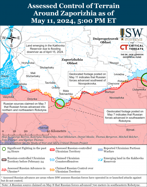  большинству восточных и южных направлений: карты ISW 