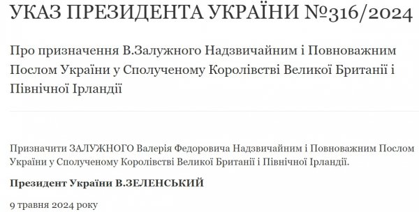  От военного до дипломата. Как Залужный из главкома ВСУ стал послом 