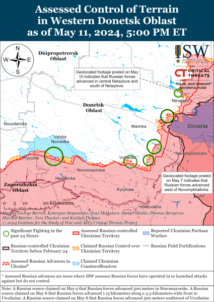  большинству восточных и южных направлений: карты ISW 