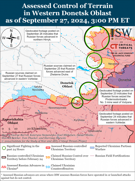  Оккупанты продвинулись на двух направлениях в Украине: карты ISW 