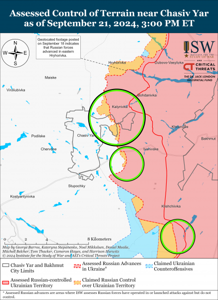  а враг давит в четырех областях: карты ISW