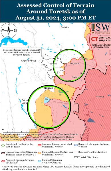  Российские войска в Донецкой области: карты ISW 