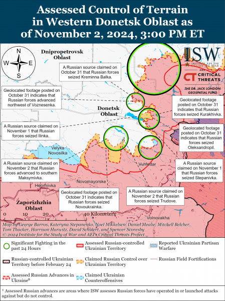  В Украине россия продвинулись только на одном направлении: карты ISW