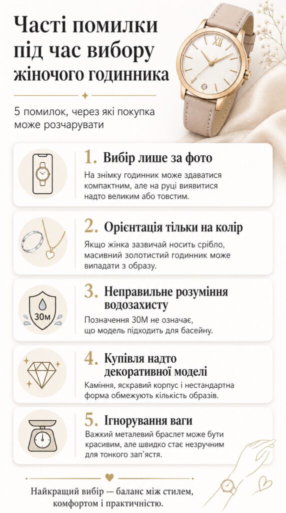 Часті помилки під час вибору жіночих годинників